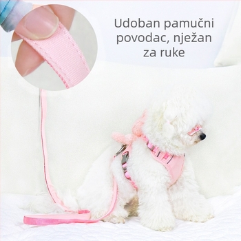 Vest stil postroj za male pse (Teddy/Bichon Frisé) – šetnja s povodcem