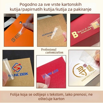 Prilagođene naljepnice za prijenos na kartonske kutije, kristalne oznake za pakiranje, dizajn logotipa, odljepljivi naljepnice s tekstom, prozirne naljepnice
