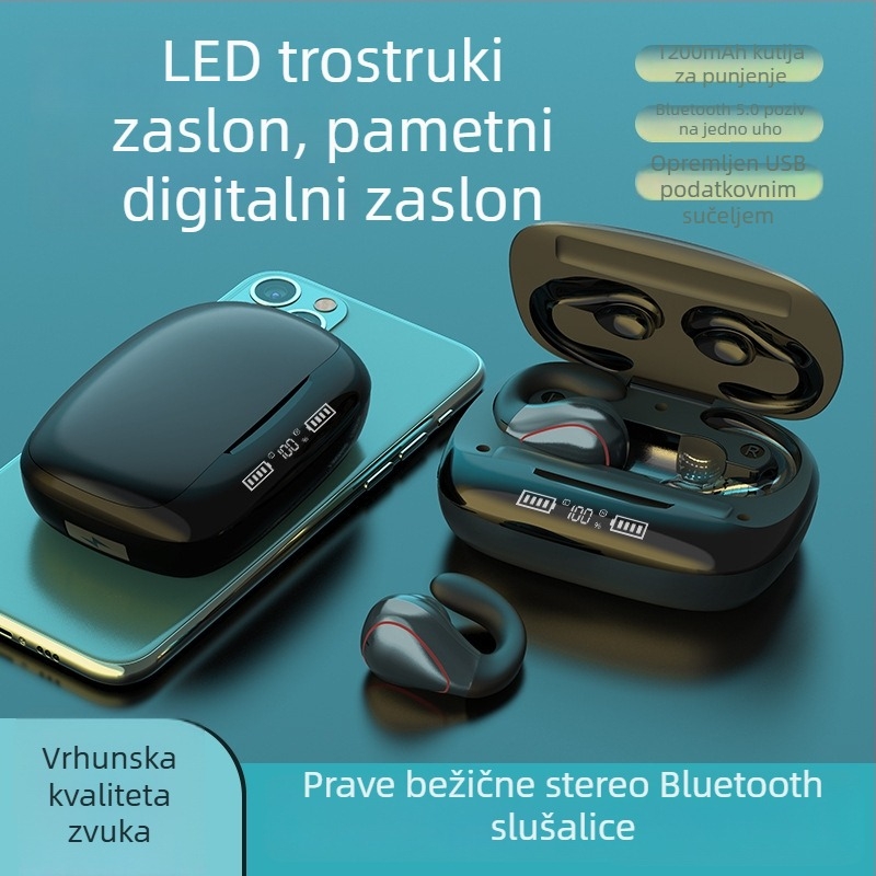 T20 Bluetooth slušalice s dizajnom protoka zraka i klipsom za uho, otvoren dizajn, bežični stereo