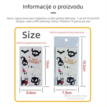 Halloween svjetleće tetovaže za djecu s crtanim motivima, privremene tetovaže s bundevom