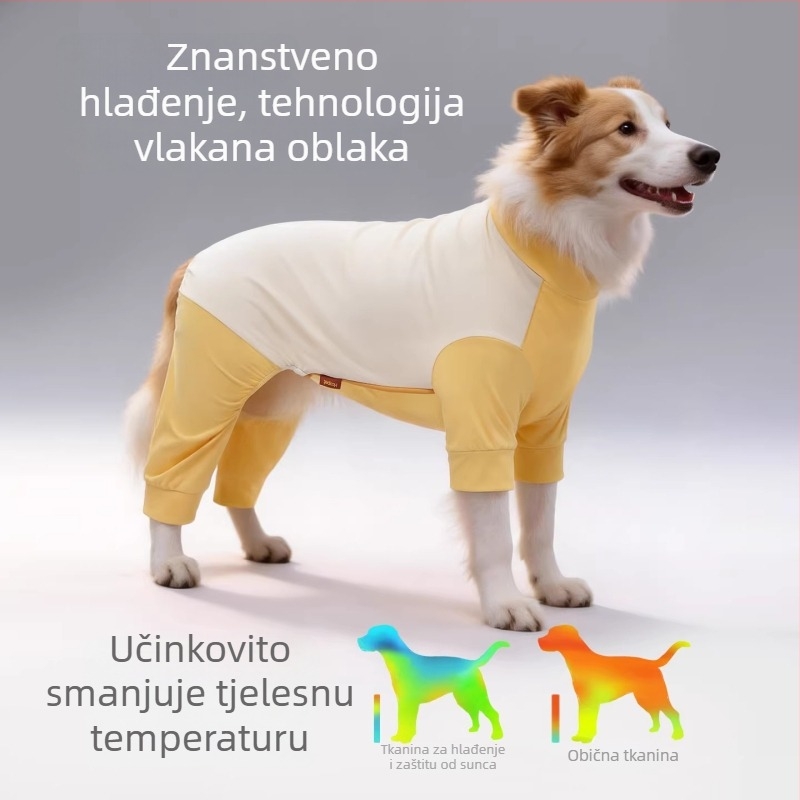 Hoopet pseća odjeća za proljeće, lagani model za srednje i velike pse, četveronožno, otporna na prljavštinu, vanjska zaštita od sunca, rashladno odijelo.