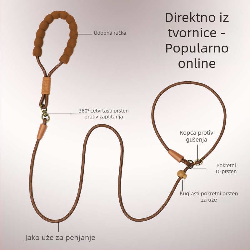 Vodič za pse Show-grade s P-lancom i P-užetom za šetnju, otporan na udarce, za vanjsku upotrebu, za dresuru velikih, srednjih i malih pasa