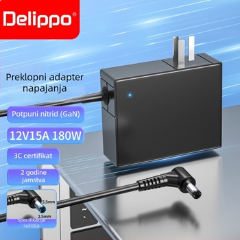 Delippo Prijenosni adapter za napajanje automobila 12V 15A 10A 8A Univerzalni auto pretvarač