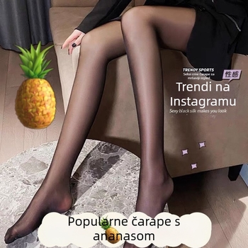 Crne ultra-tanke žene pantyhose s motivom ananasa, 5D