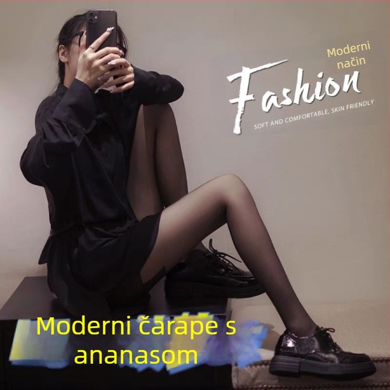 Crne ultra-tanke žene pantyhose s motivom ananasa, 5D