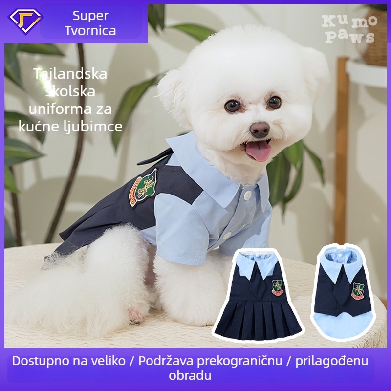 Haljina za mačke i pse u tajlandskom stilu školske uniforme, inspirirana britanskim mornarskim stilom