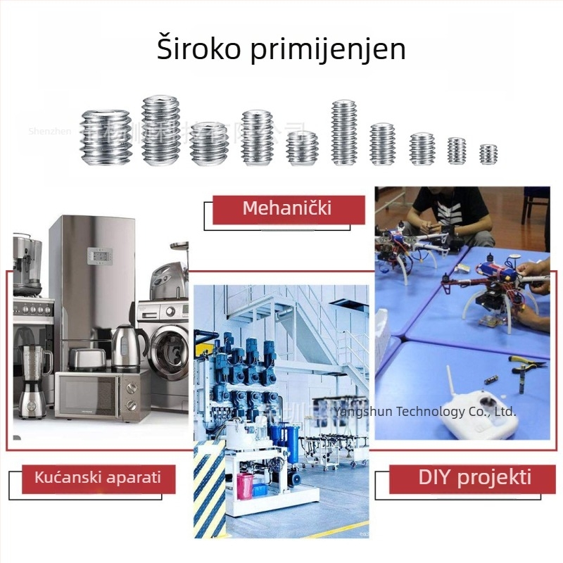 220-dijelni set od nehrđajućeg čelika sa šesterokutnim unutarnjim navojem bez glave, strojni vijci M3-M8 u kutiji