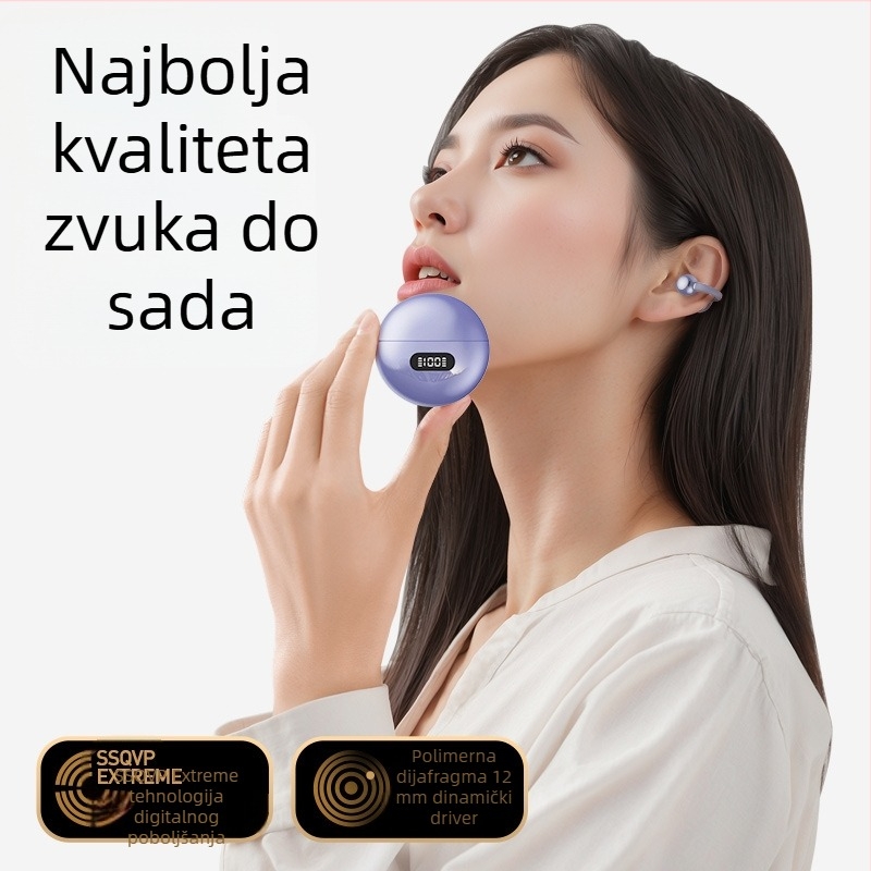 Clip-on bežične Bluetooth slušalice s redukcijom buke, dugotrajna baterija, udoban nošenje, sportski privatni model
