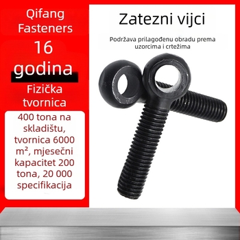 8.8 klase visokoučinkoviti okretni vijci s otvorima, crni prsteni za podizanje s očima, vijci s očima