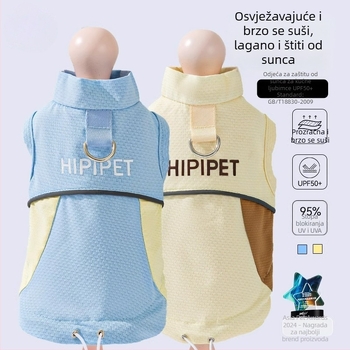 Ljetna mrežasta vest za pse i mačke s zaštitom od sunca, dizajn boja u blokovima, prozračna