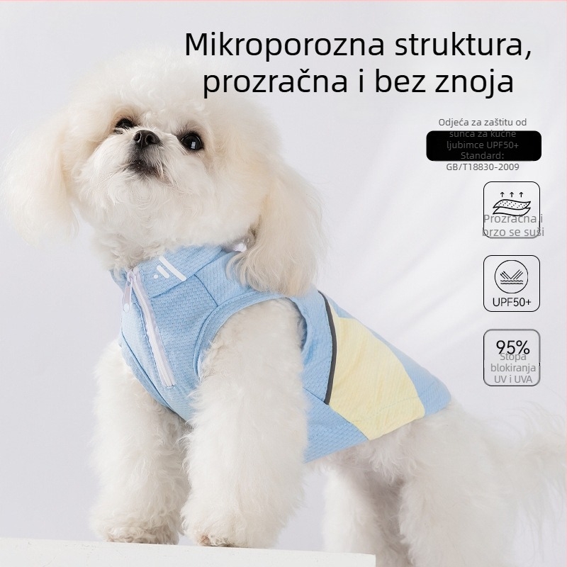 Ljetna mrežasta vest za pse i mačke s zaštitom od sunca, dizajn boja u blokovima, prozračna