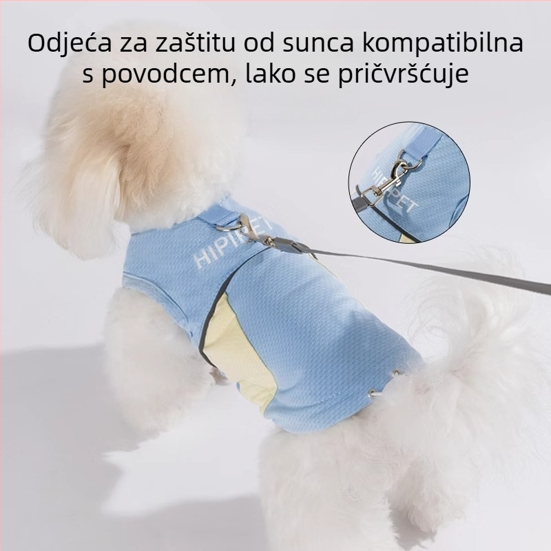 Ljetna mrežasta vest za pse i mačke s zaštitom od sunca, dizajn boja u blokovima, prozračna