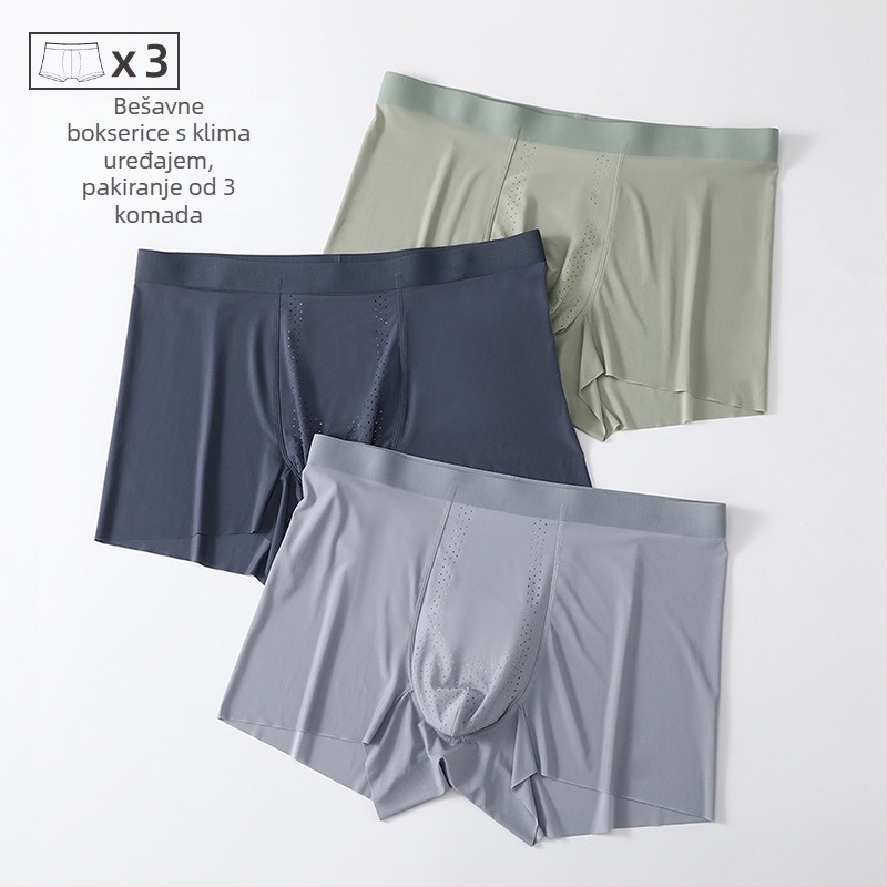 Muške bokserice od Ice Silk za ljeto, prozračne, s Mulberry Silk podstavom, jednobojne