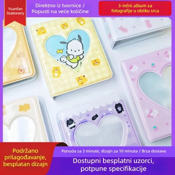 Novi PVC fotoalbum u obliku srca sa držačem kartica, za 3-inčne Polaroid fotografije, mini kreativni fotoalbum s izrezanim dizajnom