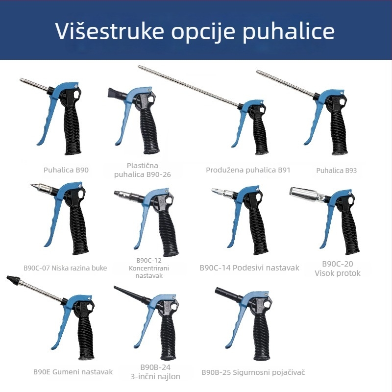 THB pneumatska puška za prašinu, visok protok, produžena plastična ručka, metalna konstrukcija, dvostruka namjena
