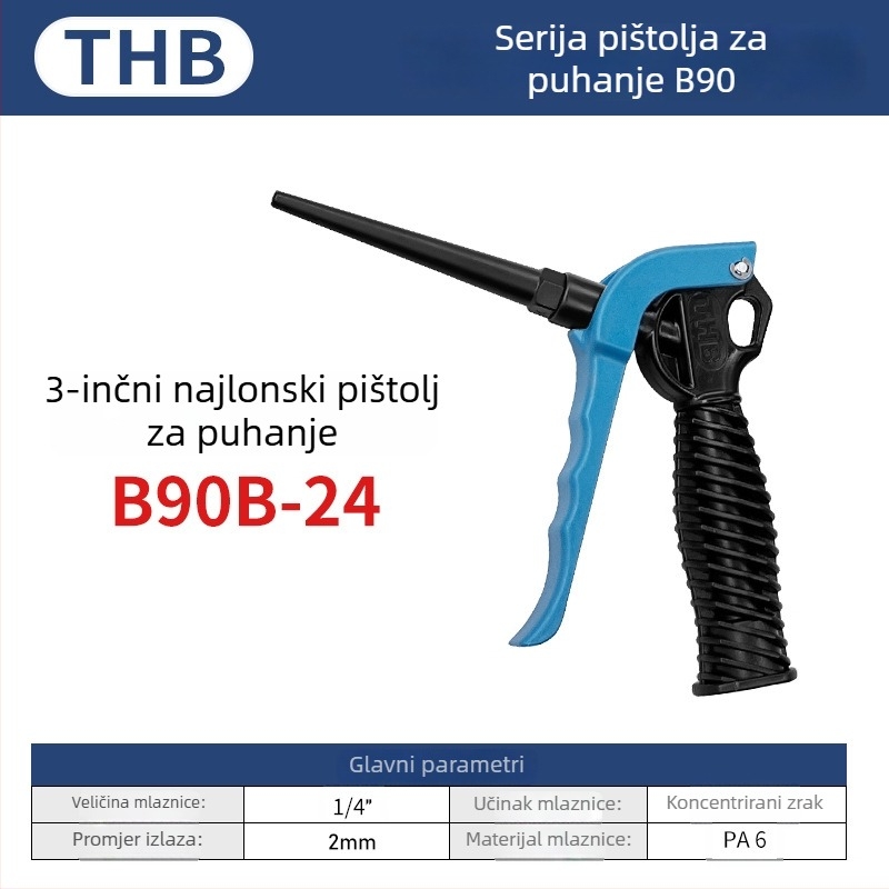 THB pneumatska puška za prašinu, visok protok, produžena plastična ručka, metalna konstrukcija, dvostruka namjena