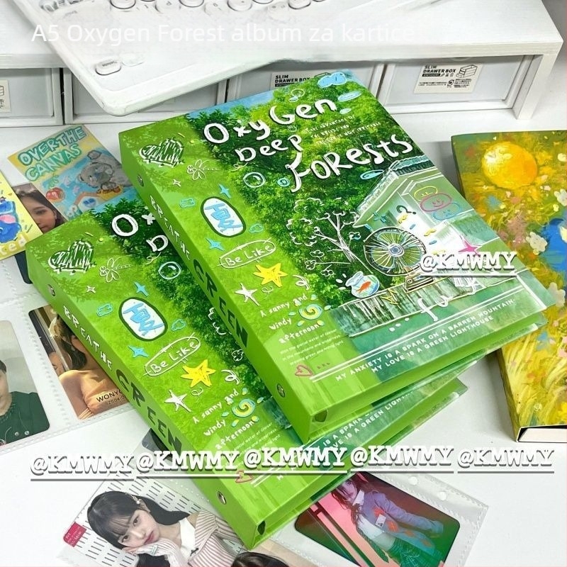 Oxygen Forest A5 album za kartice, korejskog stila inspiriranog Instagramom, 3-inčne kartice za obožavatelje, četiri džepa, pohrana razglednica promjera 5 inča