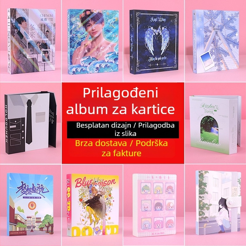 Prilagođeni A4/A5 album za kartice s tvrdim kućištem, fotografije po narudžbi, 3-inčni raspored s četiri kvadrata, album s rastavljivim listovima, 6-inčni album za razglednice