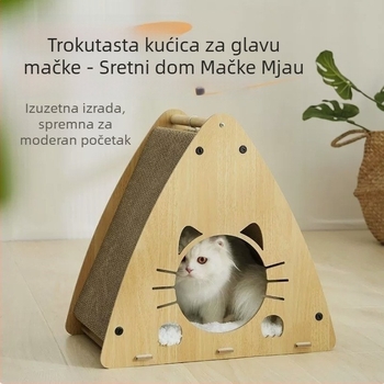 Drvena ploča za ogrebotine za mačke s integriranim mačjim domom, ekstra veliko, izdržljiva igračka, otporna na ogrebotine, bez ispada dlake, prilagodljiva