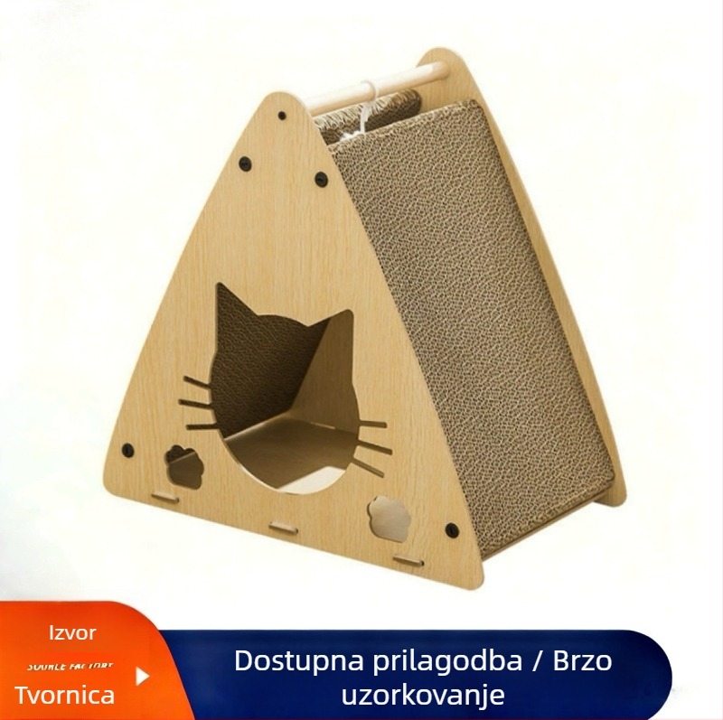 Drvena ploča za ogrebotine za mačke s integriranim mačjim domom, ekstra veliko, izdržljiva igračka, otporna na ogrebotine, bez ispada dlake, prilagodljiva
