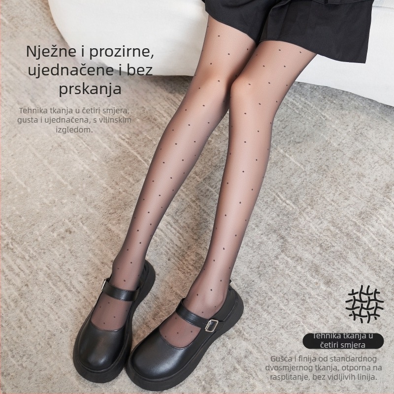 Ženske crne pantyhose s polka točkama, 15D iznimno tanke