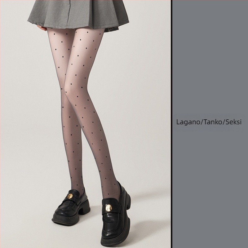Ženske crne pantyhose s polka točkama, 15D iznimno tanke