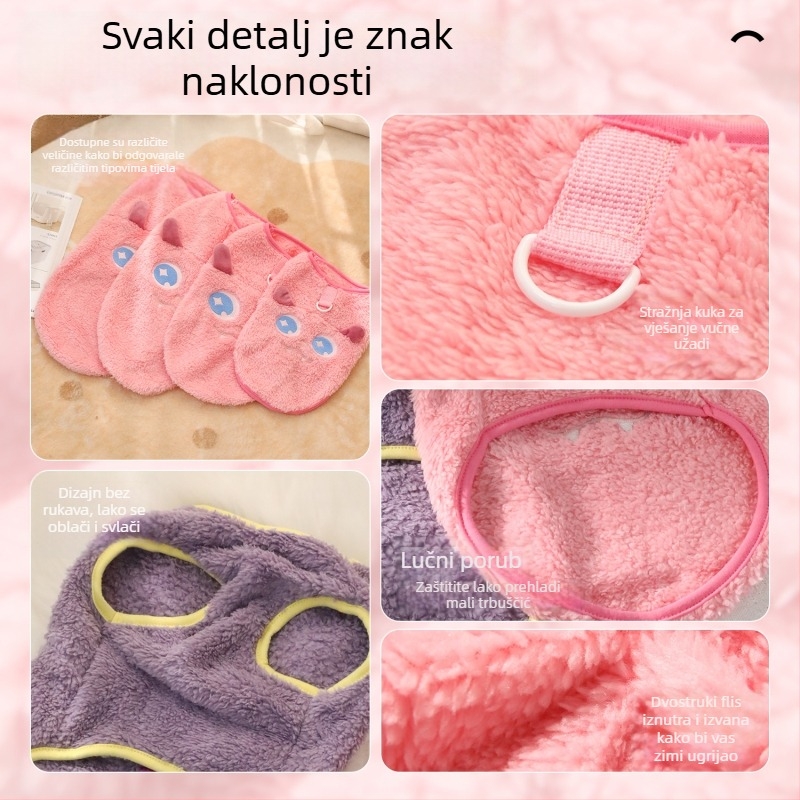 Jesen-zimsko toplo odijevanje za kućne ljubimce, debeli obostrani pliš, crtani lik čudovišta, pogodno za male mačke i pse