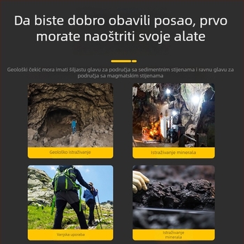 Profesionalni geološki čekić za istraživanja, čekić za lim, višenamjenski kućni alat s oštrim i ravnim vrhom za penjanje, kamenolom i rudarenje