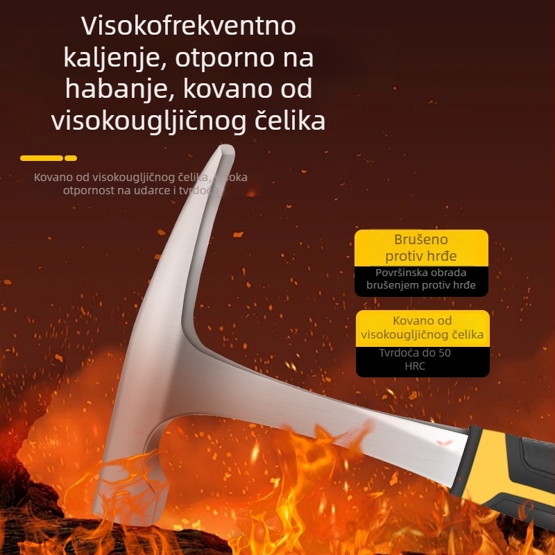 Profesionalni geološki čekić za istraživanja, čekić za lim, višenamjenski kućni alat s oštrim i ravnim vrhom za penjanje, kamenolom i rudarenje