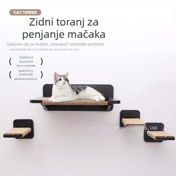 Unutarnji drveni okvir za penjanje mačaka, zidno postavljena penjačka ljestvica, čvrsta drvena platforma za skok, viseći višeslojni okvir za penjanje mačaka