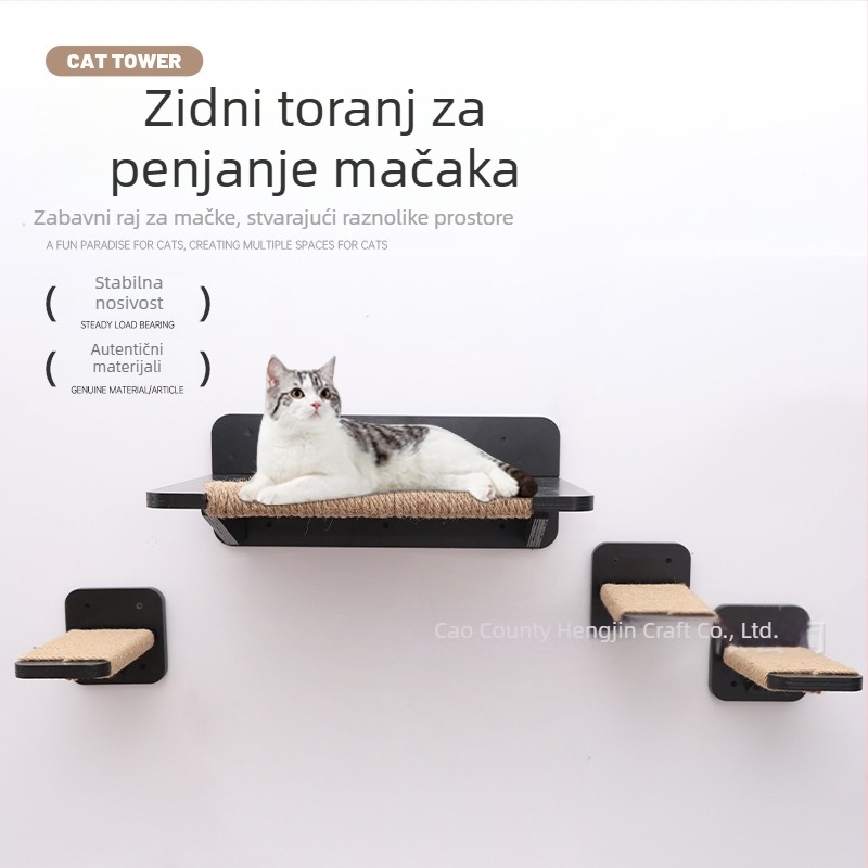 Unutarnji drveni okvir za penjanje mačaka, zidno postavljena penjačka ljestvica, čvrsta drvena platforma za skok, viseći višeslojni okvir za penjanje mačaka