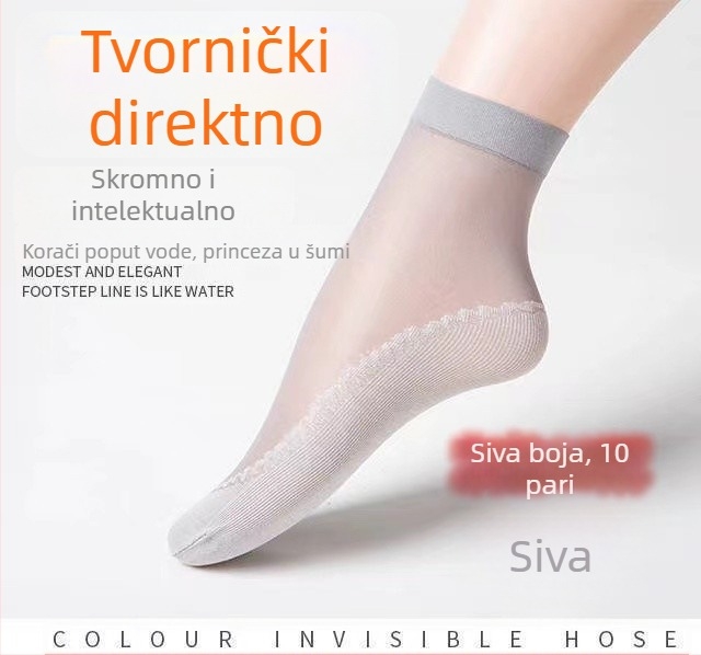 Ženske čarape od baršuna s pamukom, kratki tubus, 15D, upijaju znoj, protuklizne, otporne na habanje, anti-zakačivanje, proljeće-ljeto