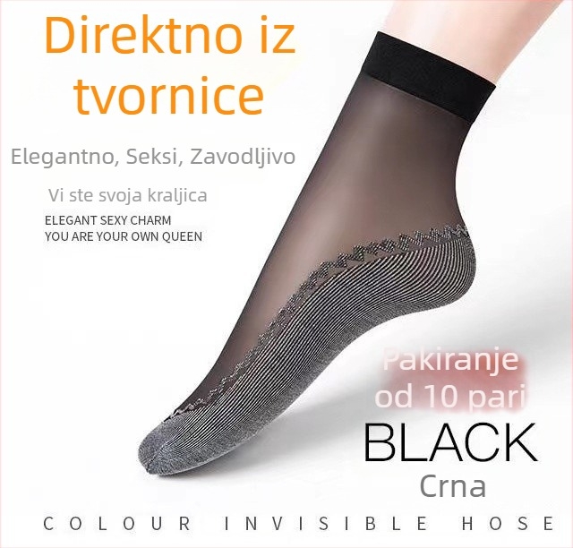 Ženske čarape od baršuna s pamukom, kratki tubus, 15D, upijaju znoj, protuklizne, otporne na habanje, anti-zakačivanje, proljeće-ljeto