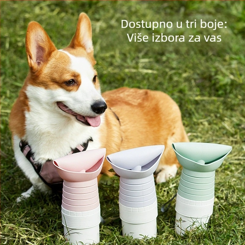 Posuda za vodu za pse za vanjsku upotrebu, prijenosna boca za vodu za kućne ljubimce i zdjelica za hranjenje, 2-u-1