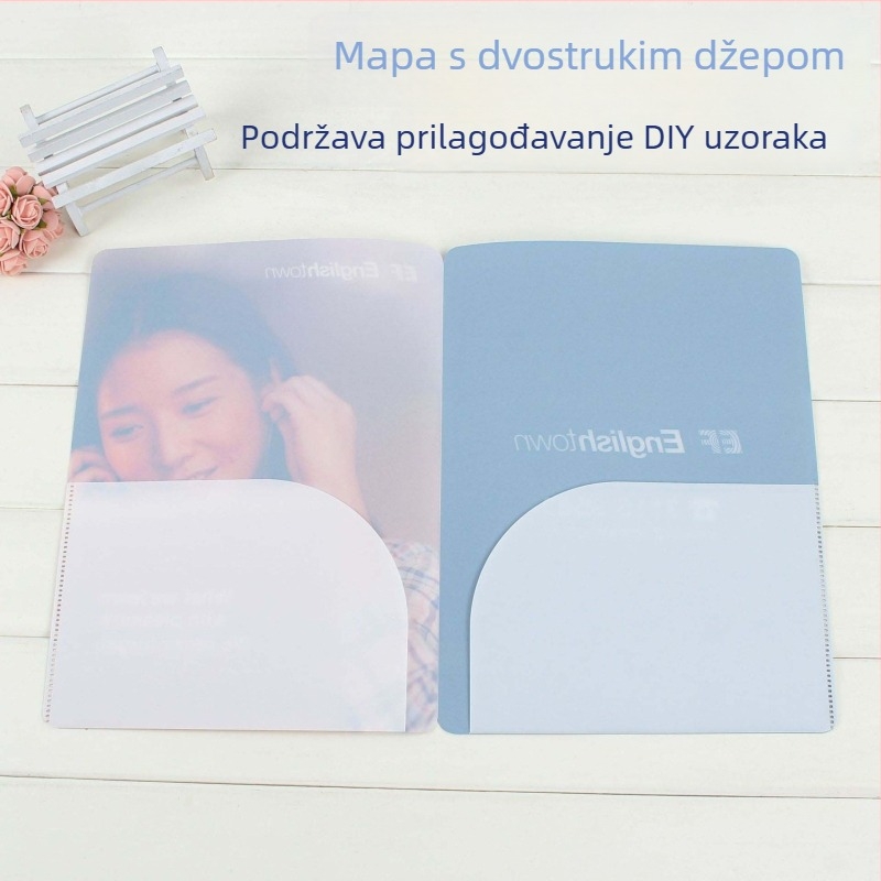 Debela L-oblik prozirna mapa za dokumente s dvostrukim pretincima, A4, mat PP