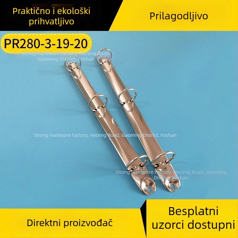 3-dijelni metalni klips s prstenom, O-tip, otporan na hrđu, za A4/A5 mape