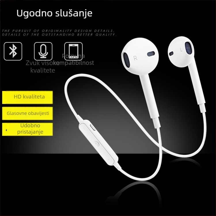 S6 Bežične slušalice s trakicom oko vrata, Bluetooth 5.0, kompaktne sportske stereo ušne slušalice