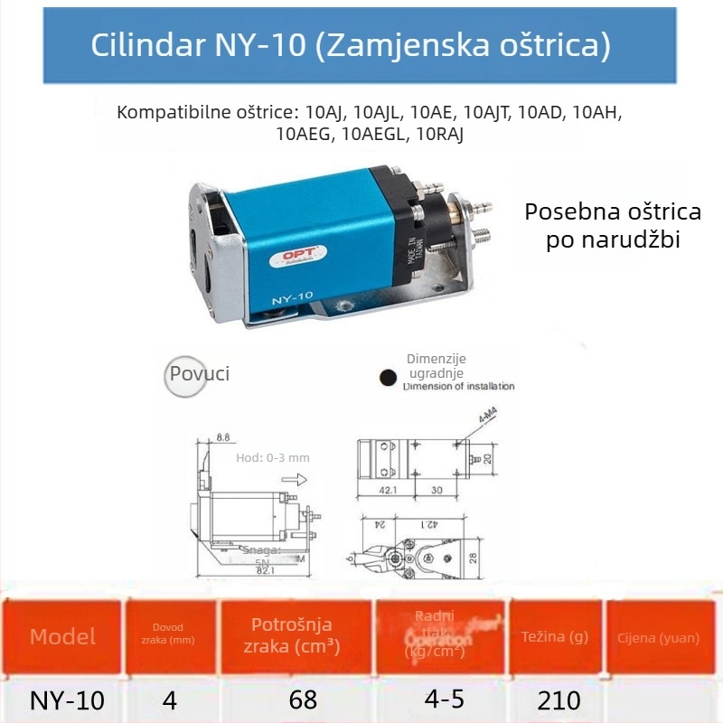 Mikropozicijski manipulátor s pneumatskim škarama NY-10, plastični odrezivač šprice, pomična glava škarica, 10AJL