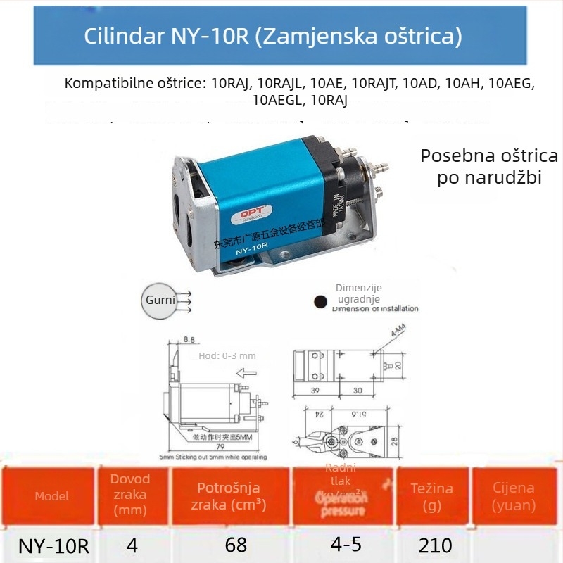 Mikropozicijski manipulátor s pneumatskim škarama NY-10, plastični odrezivač šprice, pomična glava škarica, 10AJL