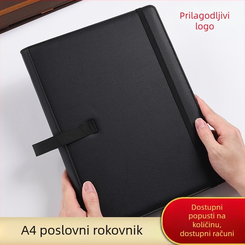 PU kožni pretinac s tri rupe, višenamjenski glazbeni folder s elastičnom trakom, A4