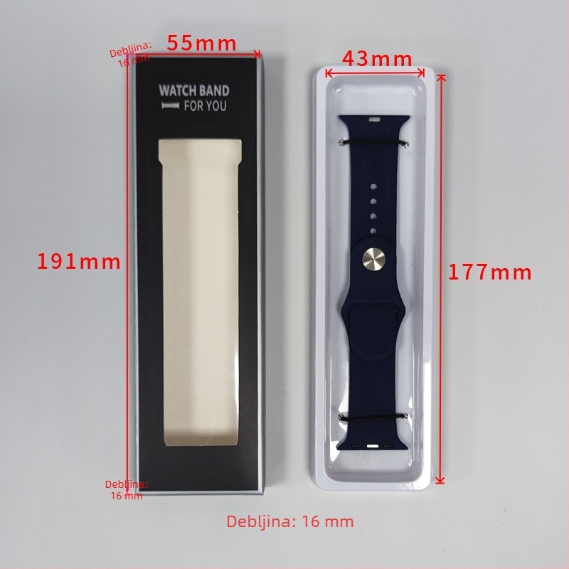 Kutija za pakiranje silikonsko-kožnog kaiša za sat, kutija za kaiš iWatch s bijelim PET blisterom