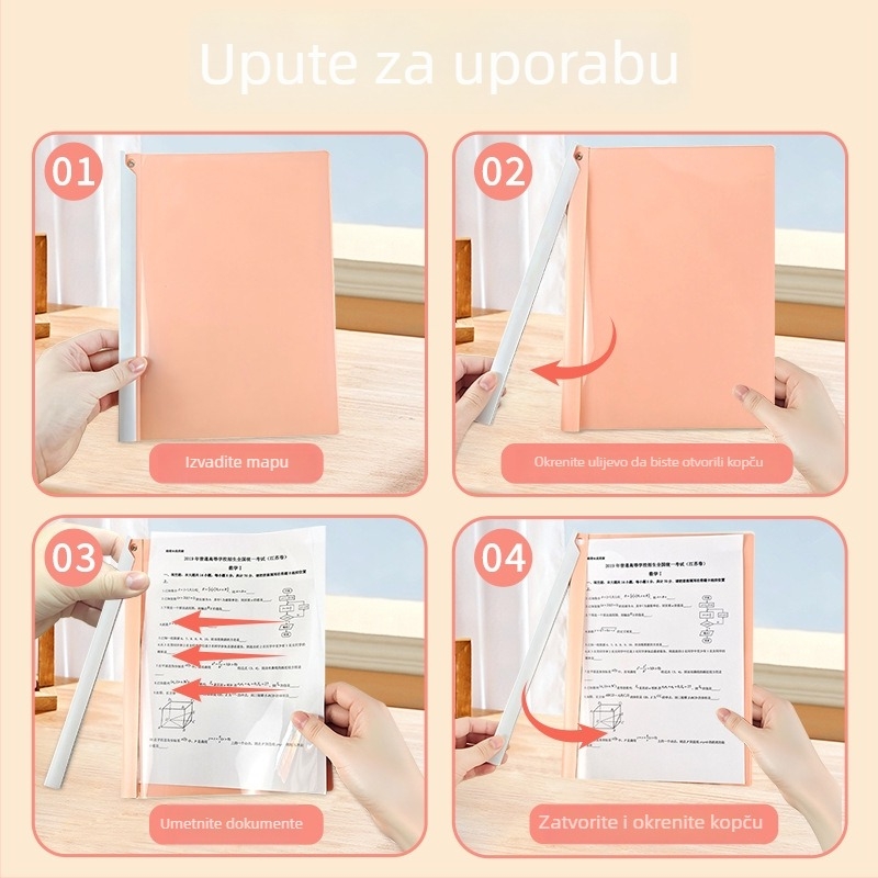 A4 fascikl s rotirajućim klipom za vuču, Morandi jastučić, prozirni dokument fascikl