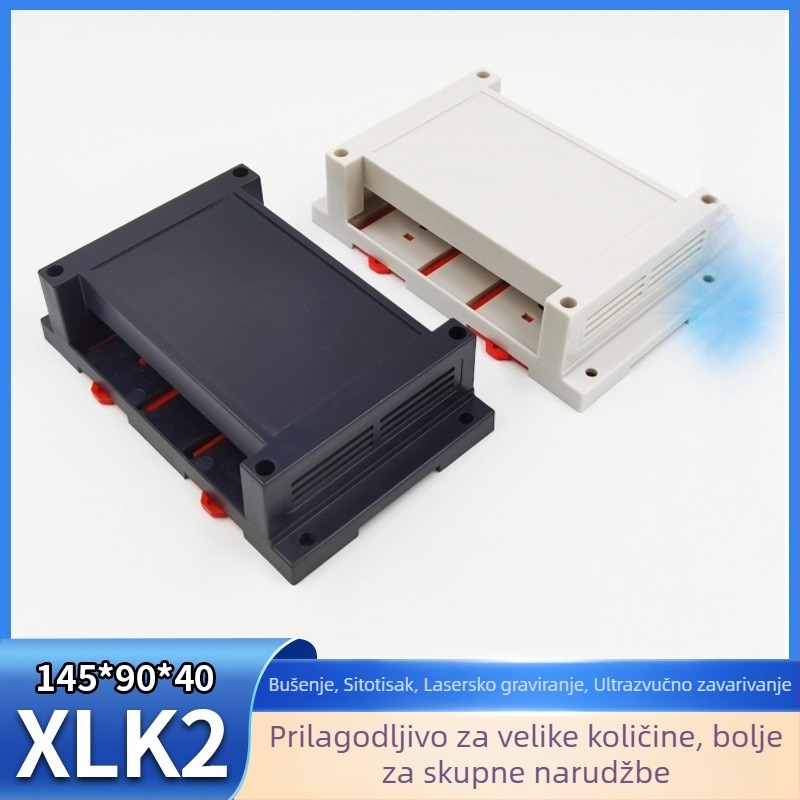 XLK-2 Plastično kućište za PLC industrijsku kutiju za upravljanje, dimenzije 145 × 90 × 40 mm, s bušenim otvorima