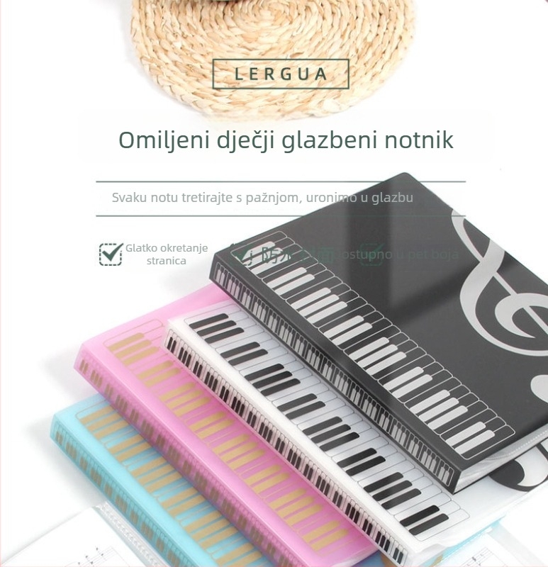 Prilagodljivi plastični držač za note A4 za klavir, uređive partiture, anti-refleks, s otisnutim logom