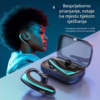 Bežično Bluetooth slušalica s kukom za uho, jednostrani dizajn, više od 8 sati trajanja, za sport, trčanje i poslovne potrebe.