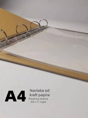 A4 mapa s crnim kraft pokrovom, knjiga boja kartica, tekstilni dodaci, prozirni džepovi za umetke, dokument mapa