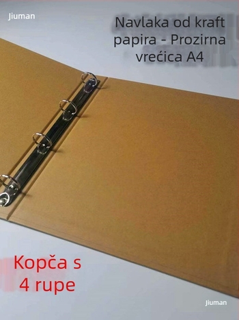 A4 mapa s crnim kraft pokrovom, knjiga boja kartica, tekstilni dodaci, prozirni džepovi za umetke, dokument mapa