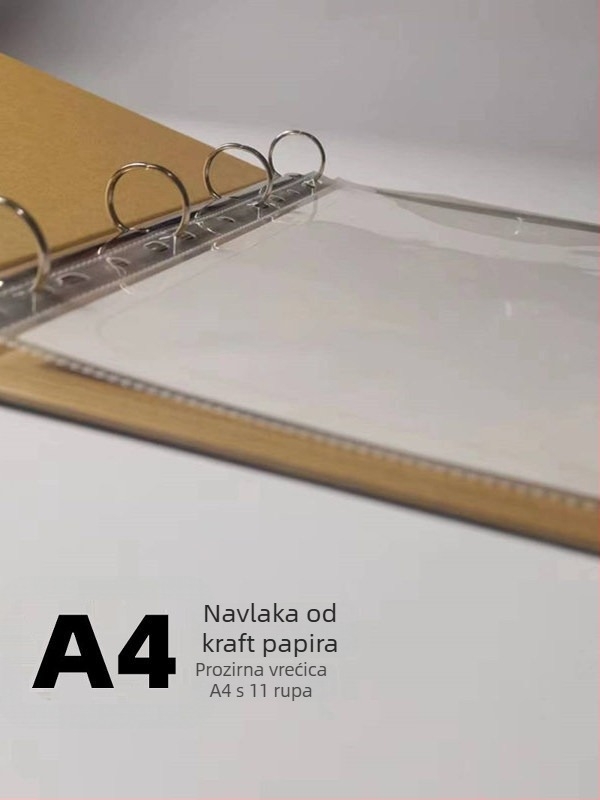 A4 mapa s crnim kraft pokrovom, knjiga boja kartica, tekstilni dodaci, prozirni džepovi za umetke, dokument mapa