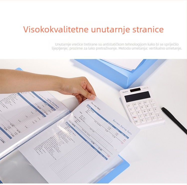 Qixin PF40AK A4 dokument mapa s 40 prozirnih džepova za skupljanje umjetničkih albuma