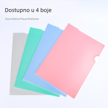 L-oblik dosje za uredsku organizaciju sa dvostrukim klipom, prilagodljivi PP plastični dosje (A4, 220×310 mm)